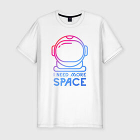 Мужская футболка хлопок Slim с принтом Космонавт в Санкт-Петербурге, 92% хлопок, 8% лайкра | приталенный силуэт, круглый вырез ворота, длина до линии бедра, короткий рукав | астронавт | вселенная | космонавт | космос | подарок | тренд