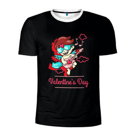 Мужская футболка 3D спортивная с принтом Valentines Day в Санкт-Петербурге, 100% полиэстер с улучшенными характеристиками | приталенный силуэт, круглая горловина, широкие плечи, сужается к линии бедра | angel | cupid | day | happy | heart | love | rose | valentine | valentines | ангел | валентин | валентина | валентинка | день | купидон | любовь | святого | святой | сердце