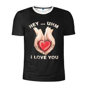 Мужская футболка 3D спортивная с принтом I love you в Санкт-Петербурге, 100% полиэстер с улучшенными характеристиками | приталенный силуэт, круглая горловина, широкие плечи, сужается к линии бедра | angel | cupid | day | happy | heart | love | rose | valentine | valentines | ангел | валентин | валентина | валентинка | день | купидон | любовь | святого | святой | сердце