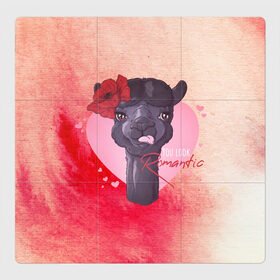 Магнитный плакат 3Х3 с принтом Lama love в Санкт-Петербурге, Полимерный материал с магнитным слоем | 9 деталей размером 9*9 см | 14 февраля | love | the 14th of february | valentine | день влюбленных | любовь | пара | святой валентин