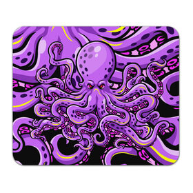 Коврик для мышки прямоугольный с принтом Кровожадный осьминог в Санкт-Петербурге, натуральный каучук | размер 230 х 185 мм; запечатка лицевой стороны | art | octopus | арт | глаза | голова | животные | красные | монстр | осьминог | щупальца