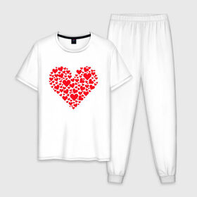 Мужская пижама хлопок с принтом Сердечки в Санкт-Петербурге, 100% хлопок | брюки и футболка прямого кроя, без карманов, на брюках мягкая резинка на поясе и по низу штанин
 | day | heart | koala | love | romantic | valentine | valentines | амур | валентина | влюбленные | влюбленных | всех | день | коала | купидон | любовь | романтика | романтичность | святого | сердечки | сердечко | сердце