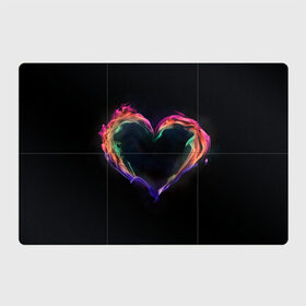 Магнитный плакат 3Х2 с принтом пламенное сердце на черном в Санкт-Петербурге, Полимерный материал с магнитным слоем | 6 деталей размером 9*9 см | любовь | огонь | пламя | пылает | радужный огонь | сердечко | сердце | темный фон | чувства