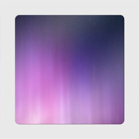 Магнит виниловый Квадрат с принтом северное сияние фиолетовый в Санкт-Петербурге, полимерный материал с магнитным слоем | размер 9*9 см, закругленные углы | Тематика изображения на принте: градиент | звезды | космос | небо | ночь | природа | пурпурный | север | северное сияние | сиреневый | фиолетовый