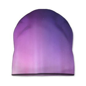 Шапка 3D с принтом северное сияние фиолетовый в Санкт-Петербурге, 100% полиэстер | универсальный размер, печать по всей поверхности изделия | градиент | звезды | космос | небо | ночь | природа | пурпурный | север | северное сияние | сиреневый | фиолетовый