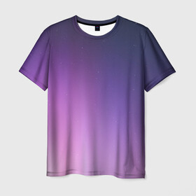 Мужская футболка 3D с принтом северное сияние фиолетовый в Санкт-Петербурге, 100% полиэфир | прямой крой, круглый вырез горловины, длина до линии бедер | градиент | звезды | космос | небо | ночь | природа | пурпурный | север | северное сияние | сиреневый | фиолетовый