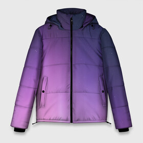 Мужская зимняя куртка 3D с принтом северное сияние фиолетовый в Санкт-Петербурге, верх — 100% полиэстер; подкладка — 100% полиэстер; утеплитель — 100% полиэстер | длина ниже бедра, свободный силуэт Оверсайз. Есть воротник-стойка, отстегивающийся капюшон и ветрозащитная планка. 

Боковые карманы с листочкой на кнопках и внутренний карман на молнии. | Тематика изображения на принте: градиент | звезды | космос | небо | ночь | природа | пурпурный | север | северное сияние | сиреневый | фиолетовый