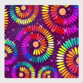 Магнитный плакат 3Х3 с принтом Радужные спирали в Санкт-Петербурге, Полимерный материал с магнитным слоем | 9 деталей размером 9*9 см | арт | завитушка | радуга | радужные спирали | спираль | творец | творчество | цветик семицветик | ярко