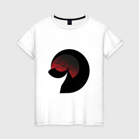 Женская футболка хлопок с принтом Самурай в Санкт-Петербурге, 100% хлопок | прямой крой, круглый вырез горловины, длина до линии бедер, слегка спущенное плечо | закат | месяц | меч | плащ | самурай