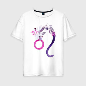 Женская футболка хлопок Oversize с принтом Лев в Санкт-Петербурге, 100% хлопок | свободный крой, круглый ворот, спущенный рукав, длина до линии бедер
 | астрология | знаки зодиака | зодиак | созвездие | фиолетовый | цикл