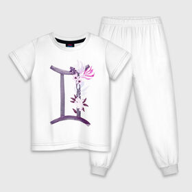 Детская пижама хлопок с принтом Близнецы в Санкт-Петербурге, 100% хлопок |  брюки и футболка прямого кроя, без карманов, на брюках мягкая резинка на поясе и по низу штанин
 | астрология | знаки зодиака | зодиак | созвездие | фиолетовый | цикл