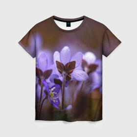 Женская футболка 3D с принтом хрупкий цветок фиалка в Санкт-Петербурге, 100% полиэфир ( синтетическое хлопкоподобное полотно) | прямой крой, круглый вырез горловины, длина до линии бедер | flowers | весна | лиловый | макро | нежный | природа | рост | свежесть | сиреневый | фиолетовый | хрупкий | цветик | цветок | цветочек | цветы