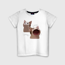Детская футболка хлопок с принтом Cat Pop - Мем в Санкт-Петербурге, 100% хлопок | круглый вырез горловины, полуприлегающий силуэт, длина до линии бедер | art | cat | mem | meme | memes | music | pop | retro | style | арт | буп | кот | котенок | котик | котэ | мем | мемы | музыка | ретро