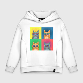 Детское худи Oversize хлопок с принтом Pop Cat в Санкт-Петербурге, френч-терри — 70% хлопок, 30% полиэстер. Мягкий теплый начес внутри —100% хлопок | боковые карманы, эластичные манжеты и нижняя кромка, капюшон на магнитной кнопке | art | cat | colorful | mem | meme | memes | music | pop | rainbow | retro | style | арт | буп | кот | котенок | котик | котэ | краски | красочный | мем | мемы | музыка | ретро