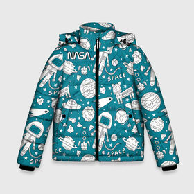 Зимняя куртка для мальчиков 3D с принтом NASA в Санкт-Петербурге, ткань верха — 100% полиэстер; подклад — 100% полиэстер, утеплитель — 100% полиэстер | длина ниже бедра, удлиненная спинка, воротник стойка и отстегивающийся капюшон. Есть боковые карманы с листочкой на кнопках, утяжки по низу изделия и внутренний карман на молнии. 

Предусмотрены светоотражающий принт на спинке, радужный светоотражающий элемент на пуллере молнии и на резинке для утяжки | administration | aeronautics | nasa | national | space | детская | тrdnasa