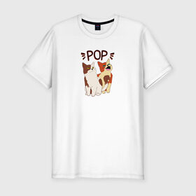 Мужская футболка хлопок Slim с принтом Pop Cat в Санкт-Петербурге, 92% хлопок, 8% лайкра | приталенный силуэт, круглый вырез ворота, длина до линии бедра, короткий рукав | art | cat | dj | goer | musician | party | pop | singer | арт | буп | диджей | кот | кошка | музыкант | певец | поп | тусовщик