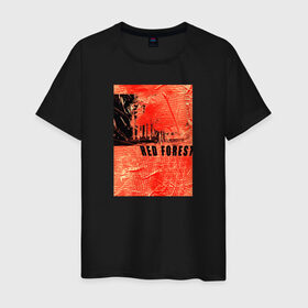 Мужская футболка хлопок с принтом Красный лес в Санкт-Петербурге, 100% хлопок | прямой крой, круглый вырез горловины, длина до линии бедер, слегка спущенное плечо. | gta | los santos | san andreas | абстракция | лес | складки