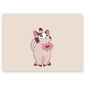 Поздравительная открытка с принтом Pop Cat в Санкт-Петербурге, 100% бумага | плотность бумаги 280 г/м2, матовая, на обратной стороне линовка и место для марки
 | baby | cat meme | kitty | meme | meow | pop cat | буп | взгляд кота | голова кота | детям | животные | звери | киска | кот мем | коты | котята | кошак | кошка | малыш | мемы | мультяшный | мяу | питомец | приколы | пушистый