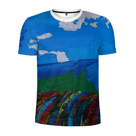 Мужская футболка 3D спортивная с принтом Разноцветная абстракция в Санкт-Петербурге, 100% полиэстер с улучшенными характеристиками | приталенный силуэт, круглая горловина, широкие плечи, сужается к линии бедра | абстракция | картина | масло | пейзаж | холст | цвет | яркость