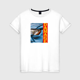 Женская футболка хлопок с принтом Разбитая машина Toyota Altezza в Санкт-Петербурге, 100% хлопок | прямой крой, круглый вырез горловины, длина до линии бедер, слегка спущенное плечо | lexus is | toyota altezza | голубая машина | повреждение | разбитая машина