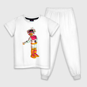 Детская пижама хлопок с принтом Фантайм Чика в Санкт-Петербурге, 100% хлопок |  брюки и футболка прямого кроя, без карманов, на брюках мягкая резинка на поясе и по низу штанин
 | fnaf | аниматроник | пиццерия | робот | фантайм чика | чика