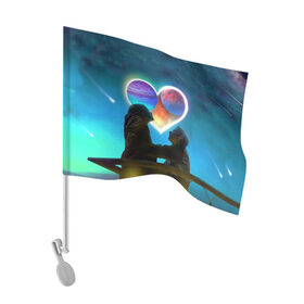 Флаг для автомобиля с принтом Ваня Дмитриенко Венера-Юпитер в Санкт-Петербурге, 100% полиэстер | Размер: 30*21 см | венера юпитер | день всех влюбленных | дмитриенко | сердечко