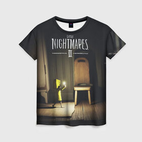 Женская футболка 3D с принтом Little Nightmares 2 в Санкт-Петербурге, 100% полиэфир ( синтетическое хлопкоподобное полотно) | прямой крой, круглый вырез горловины, длина до линии бедер | little nightmares | nightmares | игры | литл найтмейрс | моно | учительница