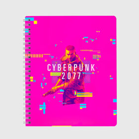 Тетрадь с принтом Cyberpunk 2077 в Санкт-Петербурге, 100% бумага | 48 листов, плотность листов — 60 г/м2, плотность картонной обложки — 250 г/м2. Листы скреплены сбоку удобной пружинной спиралью. Уголки страниц и обложки скругленные. Цвет линий — светло-серый
 | cyberpunk 2077 | hacker | maelstrom | militech | quadra | samurai | sci fi | technology | trauma team | v | будущее | игра | иероглифы | киану ривз | кибер | киберпанк | киборг | киборги | корпорация | лого | милитек | панк | роботы | самурай | т