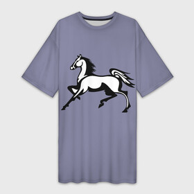 Платье-футболка 3D с принтом Дикая лошадь в Санкт-Петербурге,  |  | дикая лошадь | животное | лошадь