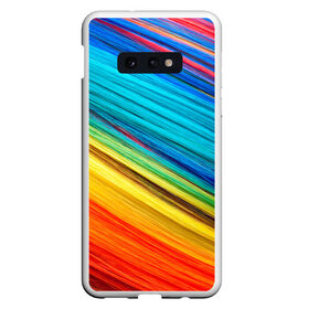 Чехол для Samsung S10E с принтом цветной мех диагональ в Санкт-Петербурге, Силикон | Область печати: задняя сторона чехла, без боковых панелей | волокна | геометрия | диагональ | краски | мех | полоски | полосы | радуга | текстура | цвета | яркий
