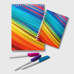 Блокнот с принтом цветной мех диагональ в Санкт-Петербурге, 100% бумага | 48 листов, плотность листов — 60 г/м2, плотность картонной обложки — 250 г/м2. Листы скреплены удобной пружинной спиралью. Цвет линий — светло-серый
 | волокна | геометрия | диагональ | краски | мех | полоски | полосы | радуга | текстура | цвета | яркий