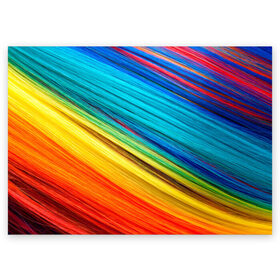 Поздравительная открытка с принтом цветной мех диагональ в Санкт-Петербурге, 100% бумага | плотность бумаги 280 г/м2, матовая, на обратной стороне линовка и место для марки
 | волокна | геометрия | диагональ | краски | мех | полоски | полосы | радуга | текстура | цвета | яркий