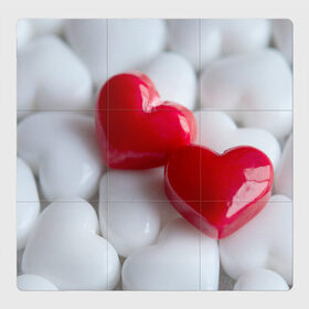 Магнитный плакат 3Х3 с принтом два сердца пара в Санкт-Петербурге, Полимерный материал с магнитным слоем | 9 деталей размером 9*9 см | Тематика изображения на принте: вдвоем | взаимность | вместе | два сердца | любовь | мы | нашлись | пара | сердечки | сердца