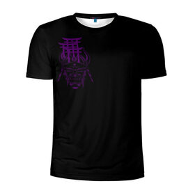 Мужская футболка 3D спортивная с принтом Фиолетовая Япония в Санкт-Петербурге, 100% полиэстер с улучшенными характеристиками | приталенный силуэт, круглая горловина, широкие плечи, сужается к линии бедра | ворота | графика | демоны | они | самурай | скетч | тории | фиолетовый | хання | ханья | япония