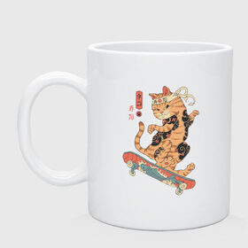 Кружка с принтом Кот Якудза в Санкт-Петербурге, керамика | объем — 330 мл, диаметр — 80 мм. Принт наносится на бока кружки, можно сделать два разных изображения | cat | cats | japan | ninja | samurai | skateboard | skater | tattoo | tegunvteg | yakuza | катана | кот | котенок | коты | котэ | котята | кошка | ниндзя | самурай | скейтборд | скейтбординг | скейтер | тату | татуировка | татуировки
