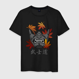 Мужская футболка хлопок с принтом Бусидо в Санкт-Петербурге, 100% хлопок | прямой крой, круглый вырез горловины, длина до линии бедер, слегка спущенное плечо. | budo | bushido | demon | ghost of tsushima | japan | katana | ninja | oni | samurai | shinobi | style | анбу | будо | бусидо | демон | иероглифы | катана | клен | ниндзя | они | призрак цусимы | самурай | тенгу | тэнгу | шиноби | японская м