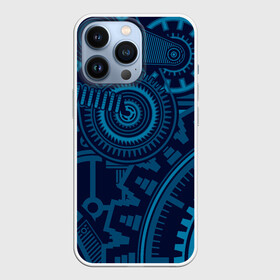 Чехол для iPhone 13 Pro с принтом Steampunk Mechanic Blue в Санкт-Петербурге,  |  | gears | mechanics | mechanism | steampunk | механизм | механика | стимпанк | шестеренки