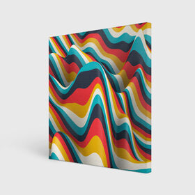 Холст квадратный с принтом Цветные волны в Санкт-Петербурге, 100% ПВХ |  | abstract | color | waves | абстракция | волны