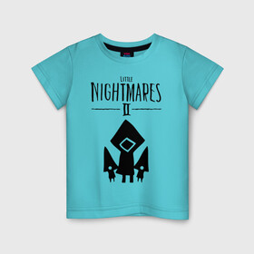 Детская футболка хлопок с принтом Логотип Little Nightmares 2 в Санкт-Петербурге, 100% хлопок | круглый вырез горловины, полуприлегающий силуэт, длина до линии бедер | девочка | лого | монстры | надпись | темная комната | ужасы | шестая