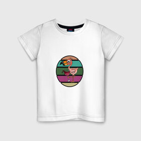 Детская футболка хлопок с принтом Пьющий фламинго в Санкт-Петербурге, 100% хлопок | круглый вырез горловины, полуприлегающий силуэт, длина до линии бедер | пернатые | пить сок | птица | розовые перья | фламинго