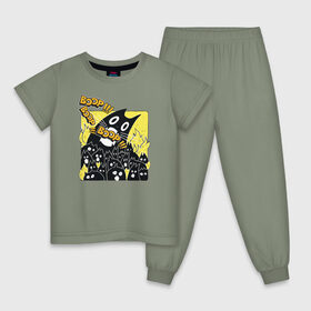 Детская пижама хлопок с принтом Pop Cat в Санкт-Петербурге, 100% хлопок |  брюки и футболка прямого кроя, без карманов, на брюках мягкая резинка на поясе и по низу штанин
 | pop cat | wide mouthed popping cat | арты | буп | мемы