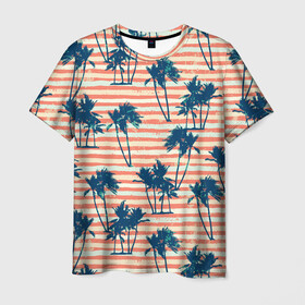Мужская футболка 3D с принтом Экзотик Паттерн в Санкт-Петербурге, 100% полиэфир | прямой крой, круглый вырез горловины, длина до линии бедер | exotic | palm | pattern | деревья | пальмы | паттерн | полосатый | принт | растения | текстура | тропики | узор | цветы | экзотика