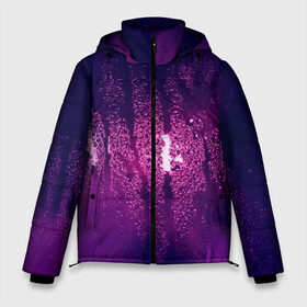 Мужская зимняя куртка 3D с принтом стекло дождь фиолетовый в Санкт-Петербурге, верх — 100% полиэстер; подкладка — 100% полиэстер; утеплитель — 100% полиэстер | длина ниже бедра, свободный силуэт Оверсайз. Есть воротник-стойка, отстегивающийся капюшон и ветрозащитная планка. 

Боковые карманы с листочкой на кнопках и внутренний карман на молнии. | Тематика изображения на принте: влажный | дождь | запотевшее | капли | лиловый | магия | мистика | мокрый | ночь | потеки | роса | свет | стекло | текстура | фиолетовый | чернильный