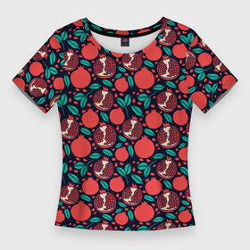 Женская футболка 3D Slim с принтом Гранат (Паттерн) в Санкт-Петербурге,  |  | fruit | pattern | pineapple | pink | гранат | еда | овощи | паттерн | растения | розовый | текстура | узор | фрукты