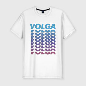 Мужская футболка хлопок Slim с принтом VOLGA в Санкт-Петербурге, 92% хлопок, 8% лайкра | приталенный силуэт, круглый вырез ворота, длина до линии бедра, короткий рукав | abstract | gradient | абстракция | градиент | текстовый