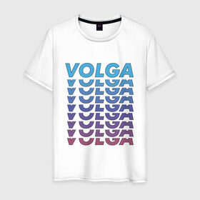 Мужская футболка хлопок с принтом VOLGA в Санкт-Петербурге, 100% хлопок | прямой крой, круглый вырез горловины, длина до линии бедер, слегка спущенное плечо. | abstract | gradient | абстракция | градиент | текстовый