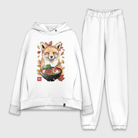 Женский костюм хлопок Oversize с принтом Лиса в Санкт-Петербурге,  |  | cat | cats | fox | foxy | japan | ninja | samurai | tegunvteg | yakuza | еда | лапша | лис | лиса | лисица | ниндзя | самурай | якудза | япония