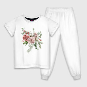 Детская пижама хлопок с принтом букет роз в Санкт-Петербурге, 100% хлопок |  брюки и футболка прямого кроя, без карманов, на брюках мягкая резинка на поясе и по низу штанин
 | 8 марта | girl power | бабушка | буке | весна | девочка | девушке | женская сила | женский | мама | подарок | розы | тренд | феминизм | цветы