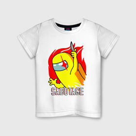 Детская футболка хлопок с принтом Sabotage в Санкт-Петербурге, 100% хлопок | круглый вырез горловины, полуприлегающий силуэт, длина до линии бедер | among us | sabotage | игра | предатель