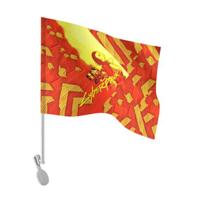 Флаг для автомобиля с принтом CYBERPUNK 2077 в Санкт-Петербурге, 100% полиэстер | Размер: 30*21 см | cd project red | cyberpunk 2077 | keanu reeves | samurai | киану ривз | киберпанк 2077 | самураи